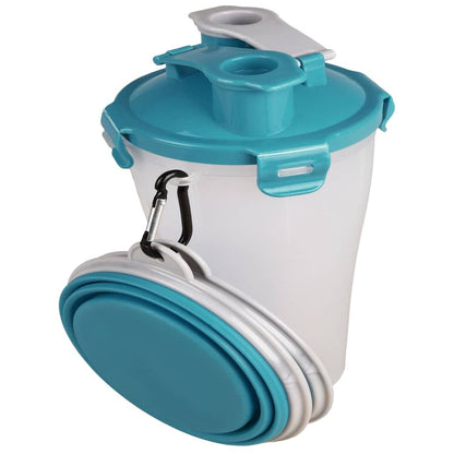 FLAMINGO 2-in-1 Haustier-Reisebecher für Wasser/Futter Trinka Blau