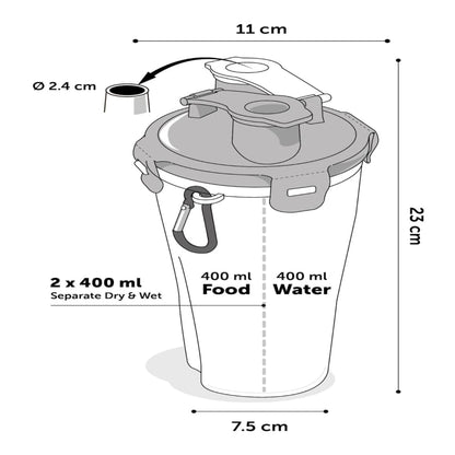 FLAMINGO 2-in-1 Haustier-Reisebecher für Wasser/Futter Trinka Blau