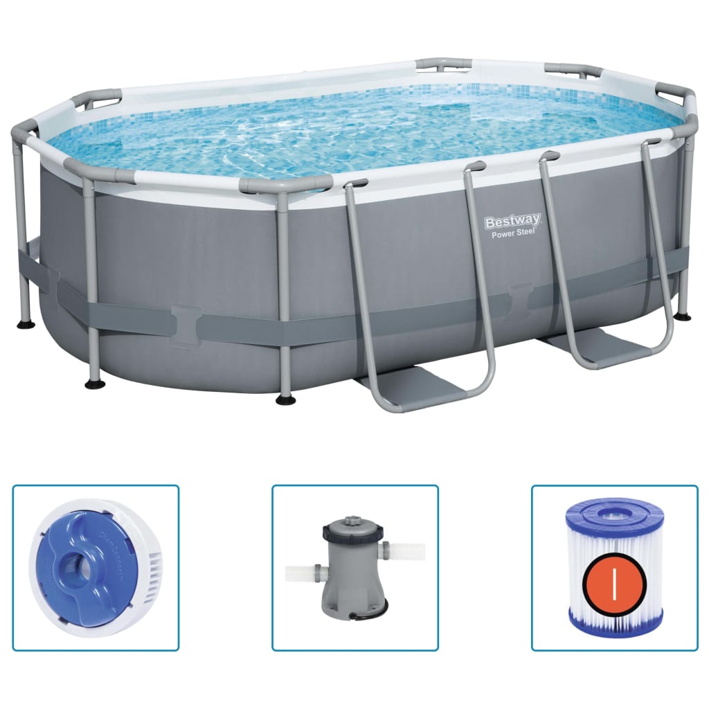 Bestway Power Steel Oberirdischer Pool Oval 305x200x84 cm