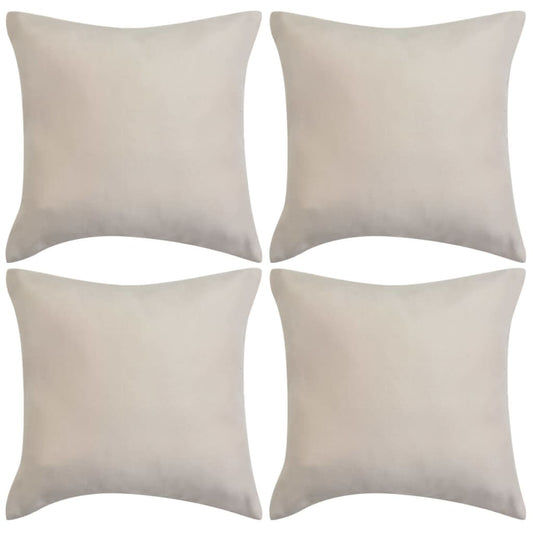 Kissenbezüge 4 Stk. 50x50 cm Polyester Wildleder-Optik Beige