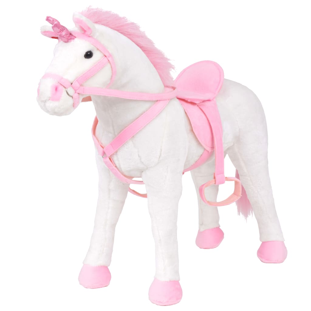 Plüschtier Einhorn Stehend Plüsch Weiß und Rosa XXL