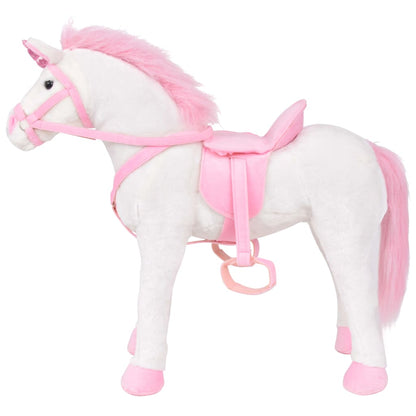 Plüschtier Einhorn Stehend Plüsch Weiß und Rosa XXL