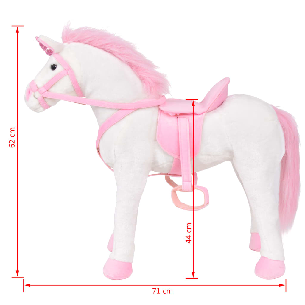 Plüschtier Einhorn Stehend Plüsch Weiß und Rosa XXL