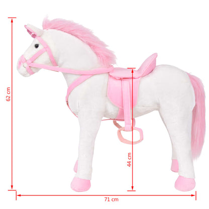 Plüschtier Einhorn Stehend Plüsch Weiß und Rosa XXL