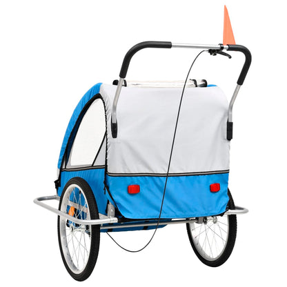 2-in-1 Fahrradanhänger und Kinderwagen Blau und Grau