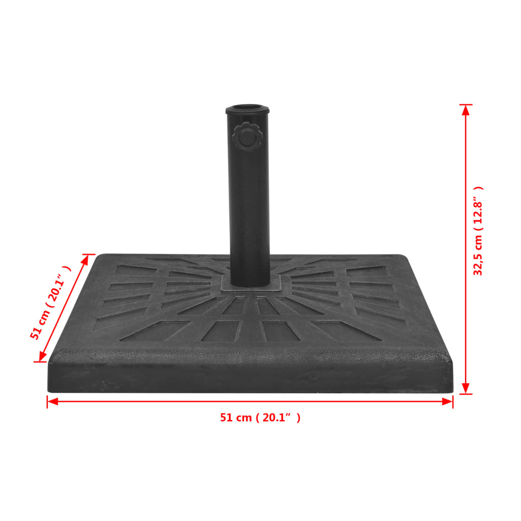 Sonnenschirmständer Harz Quadratisch Schwarz 19 kg