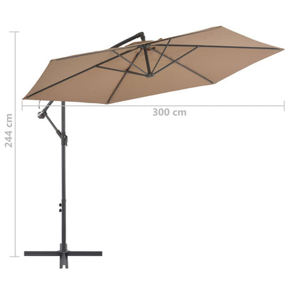 Ampelschirm mit Aluminium-Mast 300 cm Taupe