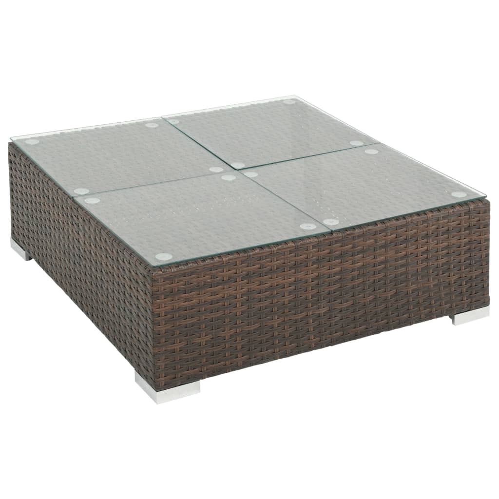 6-tlg. Garten-Lounge-Set mit Auflagen Poly Rattan Braun