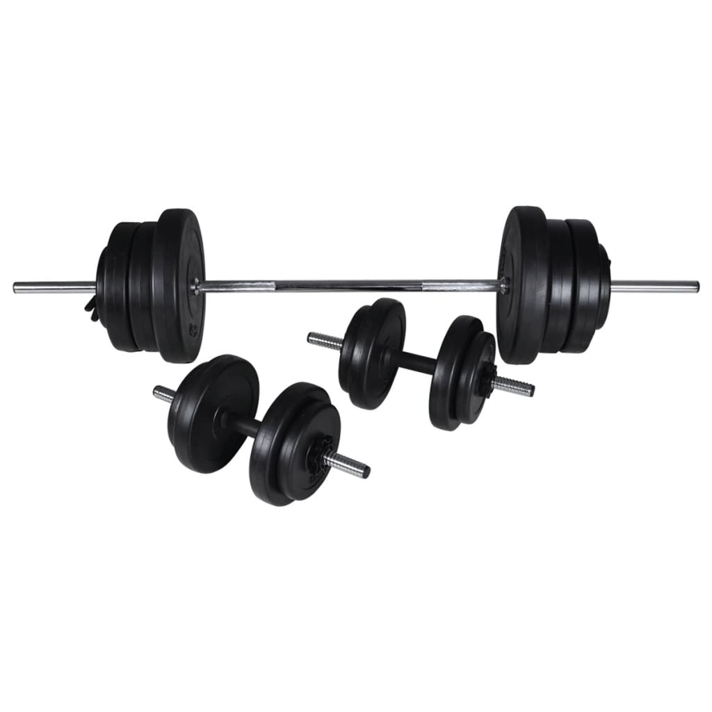 Fitnessstation Wandmontage mit Langhantel Kurzhantel Set 60,5kg