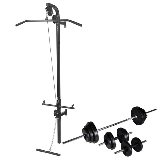 Fitnessstation Wandmontage mit Langhantel Kurzhantel Set 30,5kg