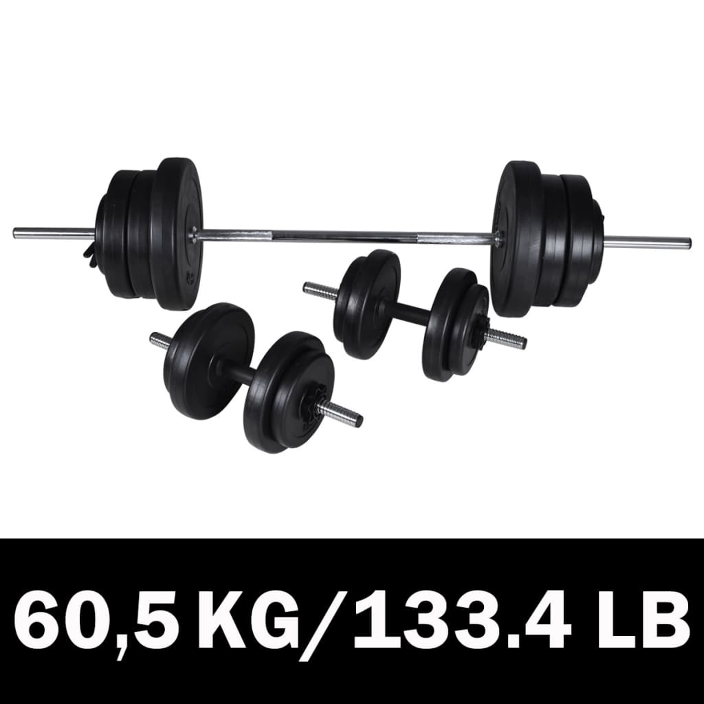 Langhantel + 2 Kurzhantel Set 60,5kg