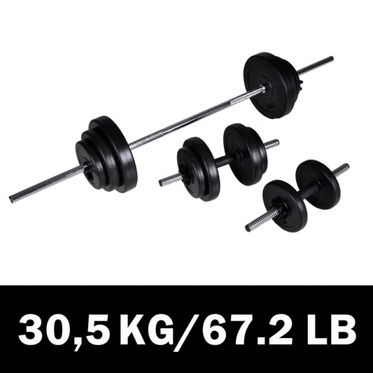 Langhantel +2 Kurzhantelset 30,5kg