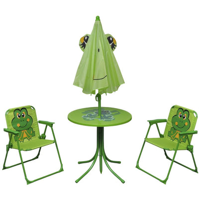 3-tlg. Garten-Bistro-Set für Kinder mit Sonnenschirm Grün