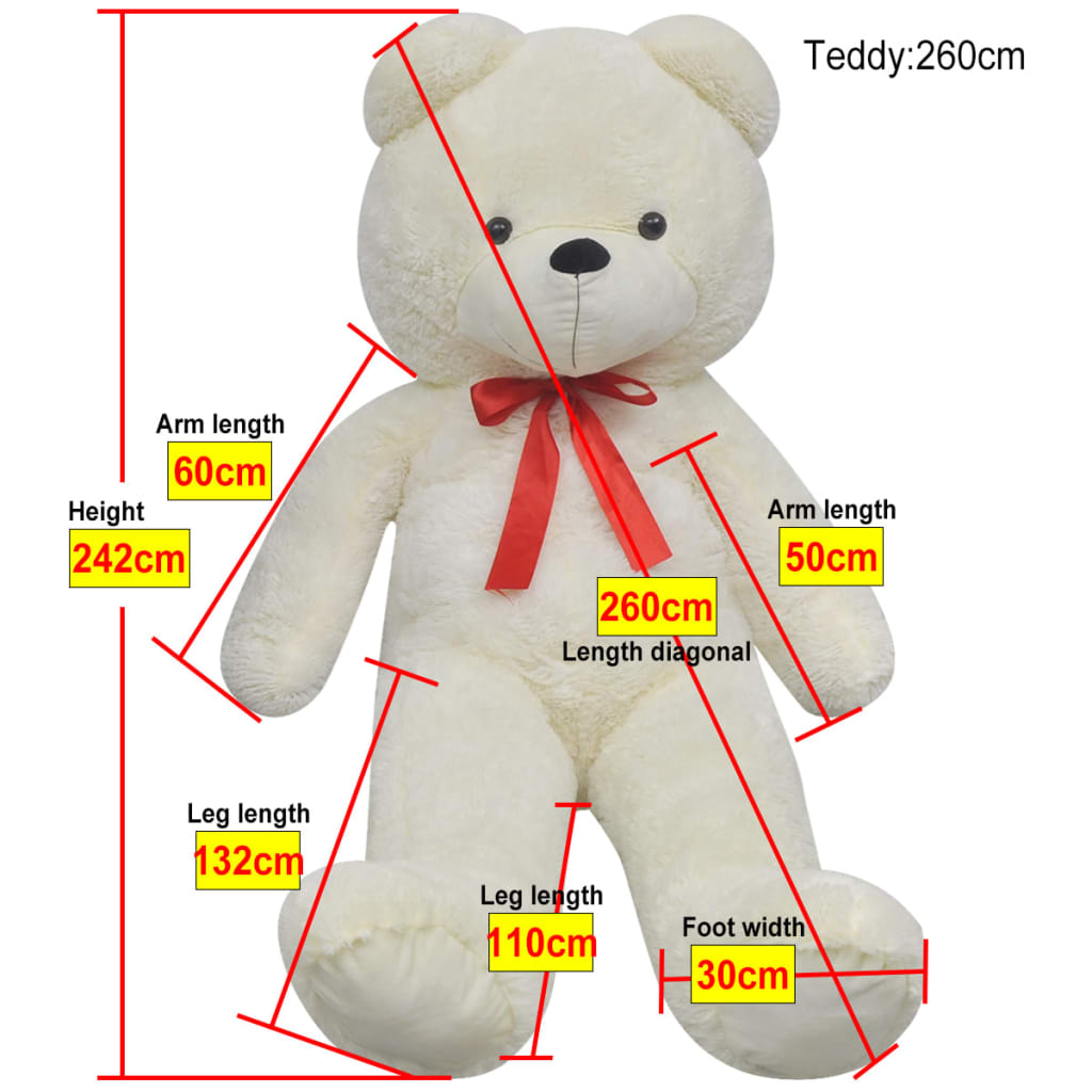 Teddybär Kuscheltier Plüsch Weiß 242 cm