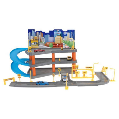 Tender Toys Parkhaus-Spielset mit 4 Autos 62x31x33 cm Grau und Blau