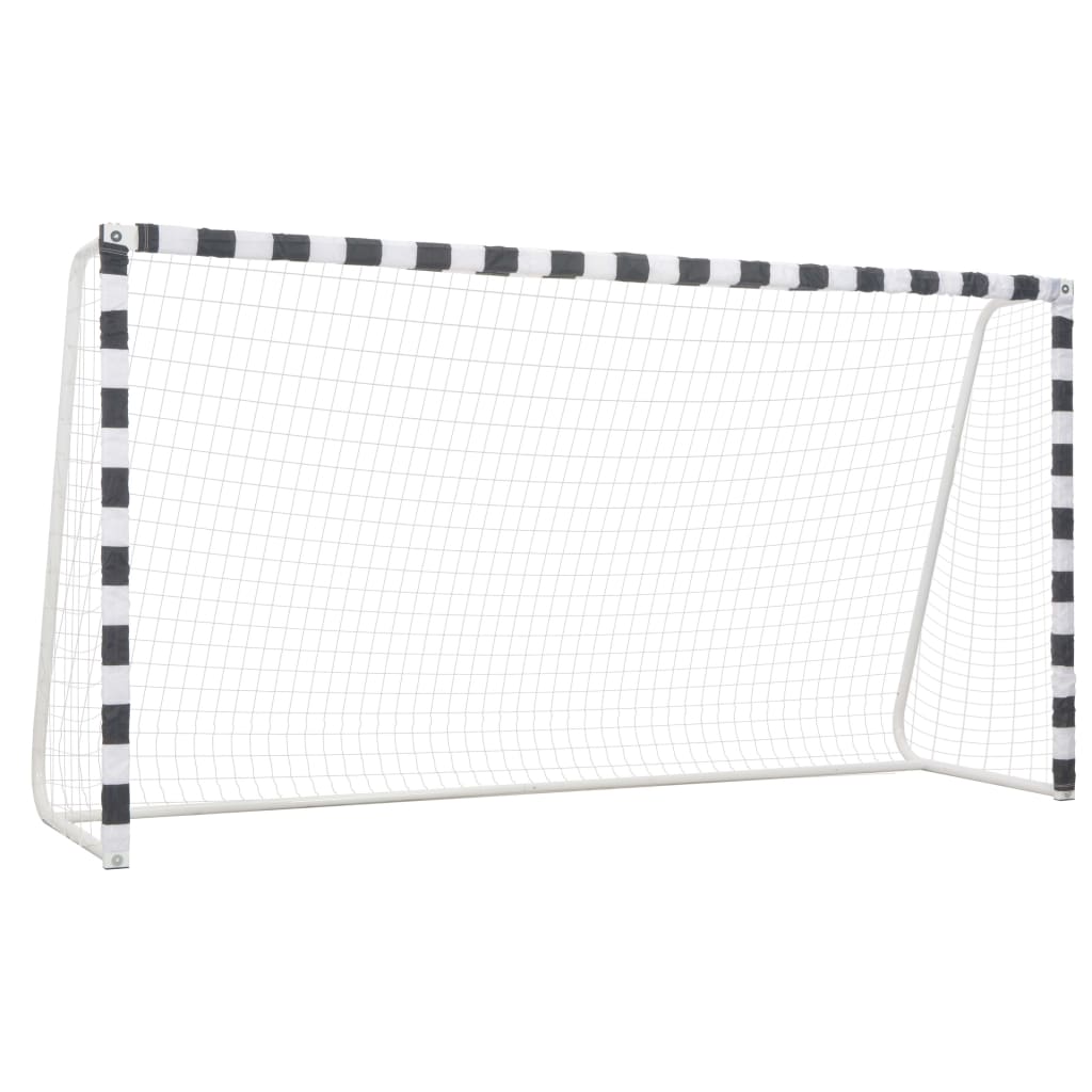 Fußballtor 300x160x90 cm Metall Schwarz und Weiß