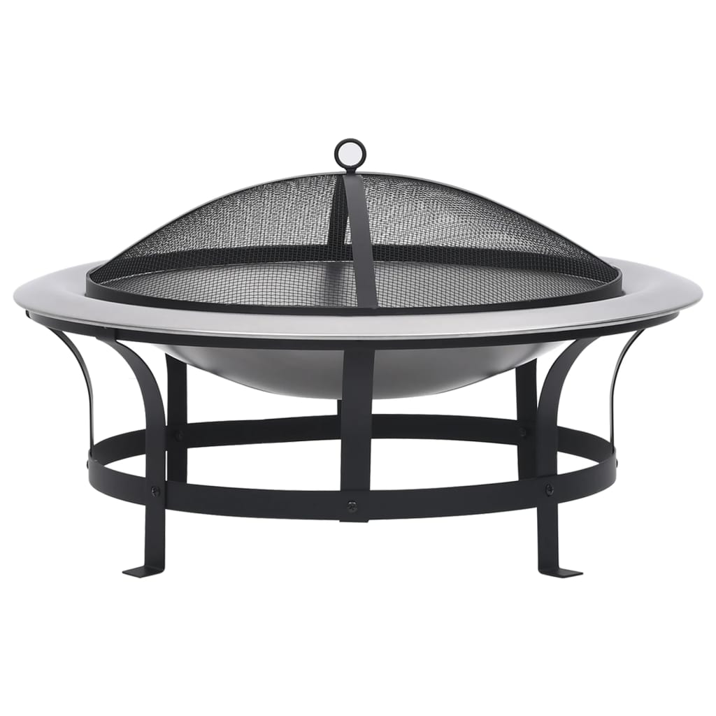 Garten-Feuerschale mit Grill Edelstahl 76 cm