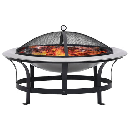 Garten-Feuerschale mit Grill Edelstahl 76 cm