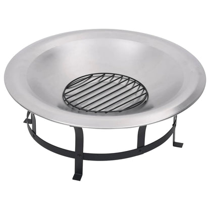 Garten-Feuerschale mit Grill Edelstahl 76 cm