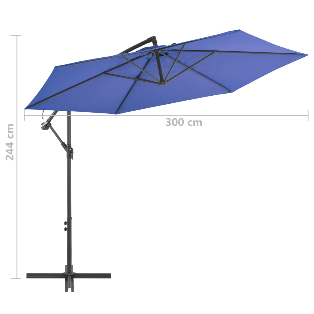 Ampelschirm mit Aluminium-Mast 300 cm Blau