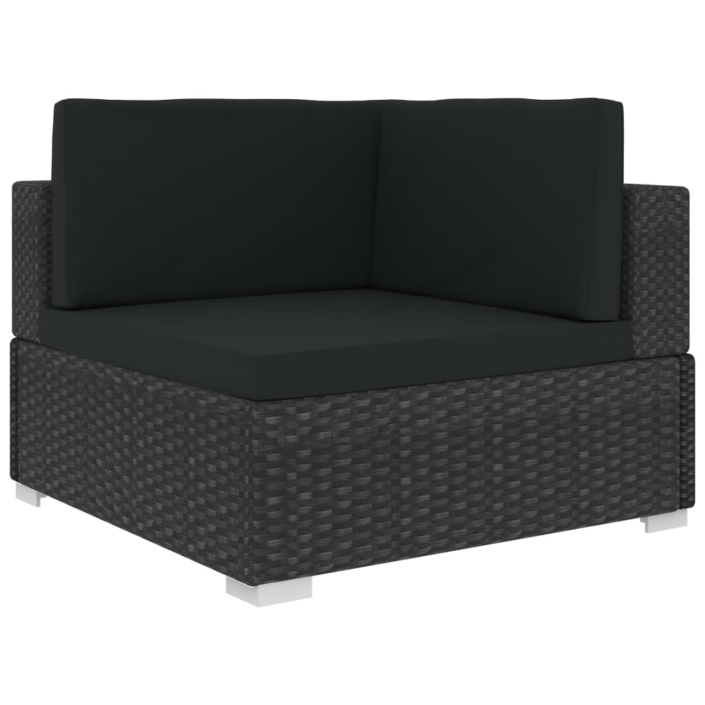 Ecksofas 2 Stk. mit Auflagen Poly Rattan Schwarz