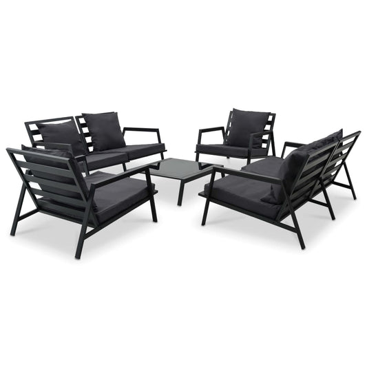 5-tlg. Garten-Lounge-Set mit Auflagen Aluminium Dunkelgrau