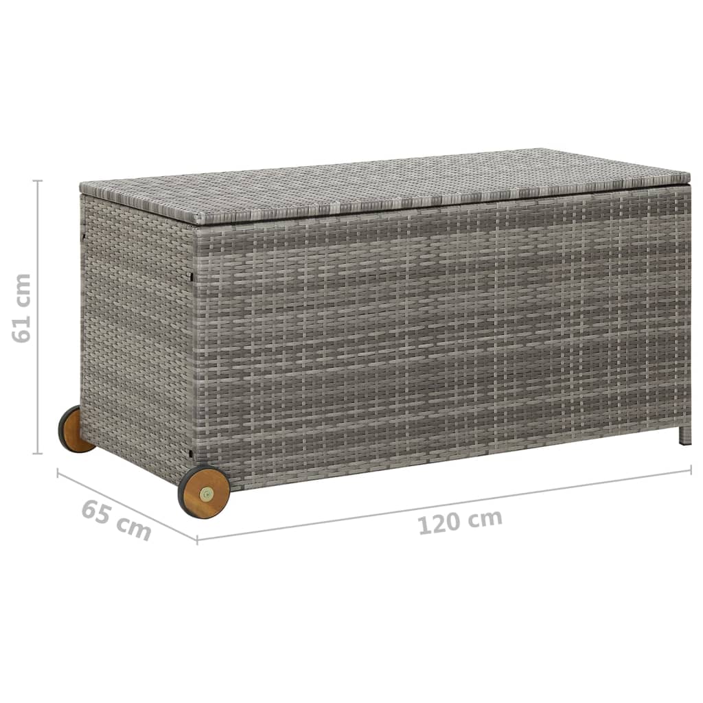 Garten-Auflagenbox Hellgrau 120x65x61 cm Poly Rattan