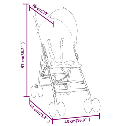 Kinderwagen Hellgrau und Schwarz Stahl