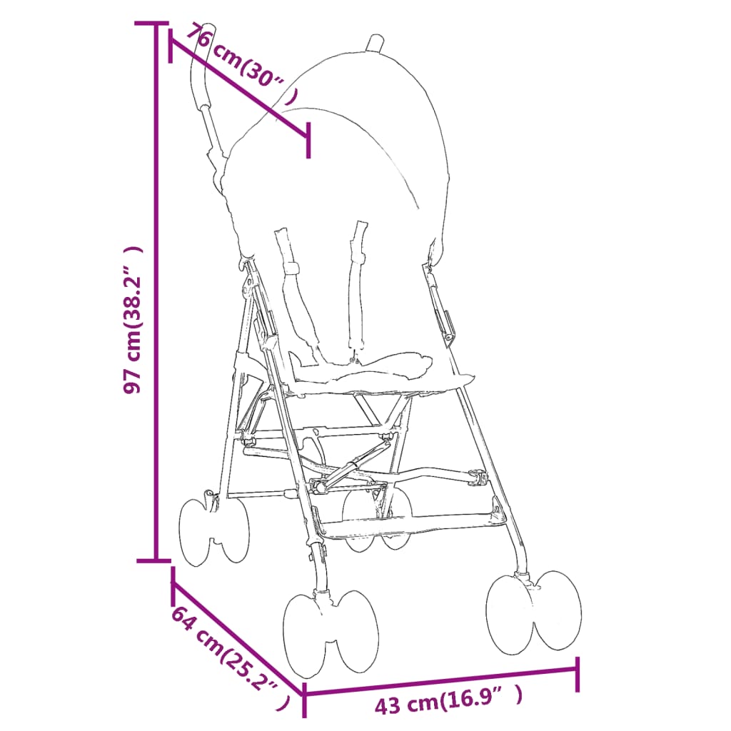 Kinderwagen Anthrazit und Schwarz Stahl