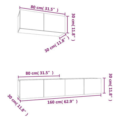 3-tlg. TV-Schrank-Set Hochglanz-Weiß Holzwerkstoff