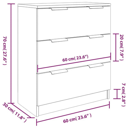 3-tlg. Sideboard Schwarz Holzwerkstoff