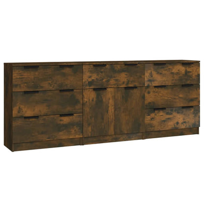 3-tlg. Sideboard Räuchereiche Holzwerkstoff