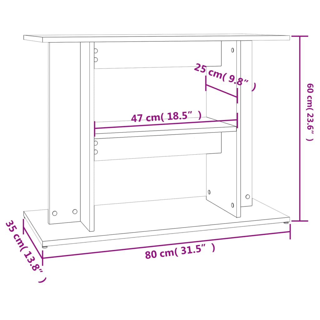 Aquariumständer Hochglanz-Weiß 80x35x60 cm Holzwerkstoff