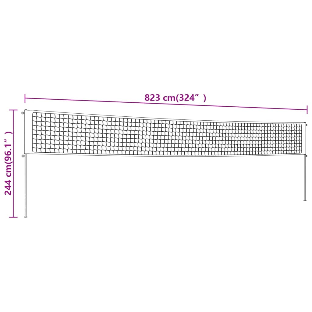 Volleyballnetz Gelb und Schwarz 823x244 cm PE-Gewebe