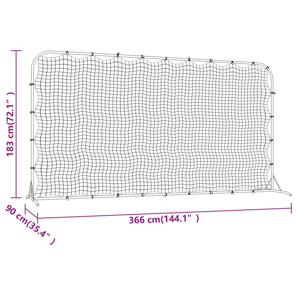 Fußball-Rebounder Schwarz 366x90x183 cm HDPE