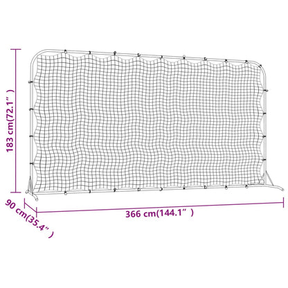 Fußball-Rebounder Schwarz 366x90x183 cm HDPE