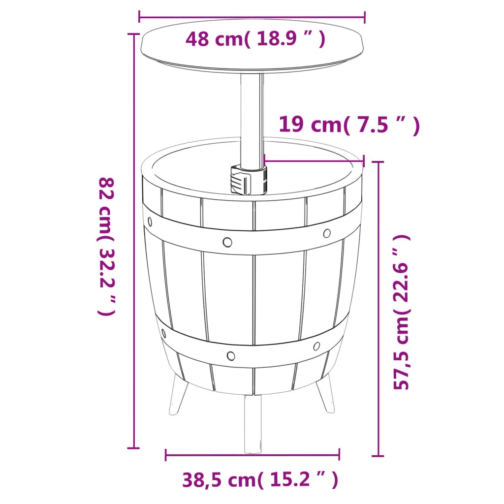 3-in-1 Tisch mit Eiskühler Schwarz Polypropylen