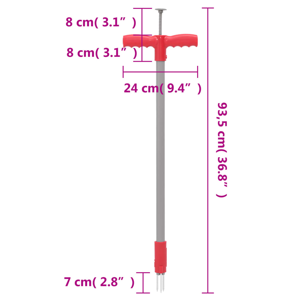 Unkrautstecher Rot und Grau 93,5 cm Pulverbeschichteter Stahl